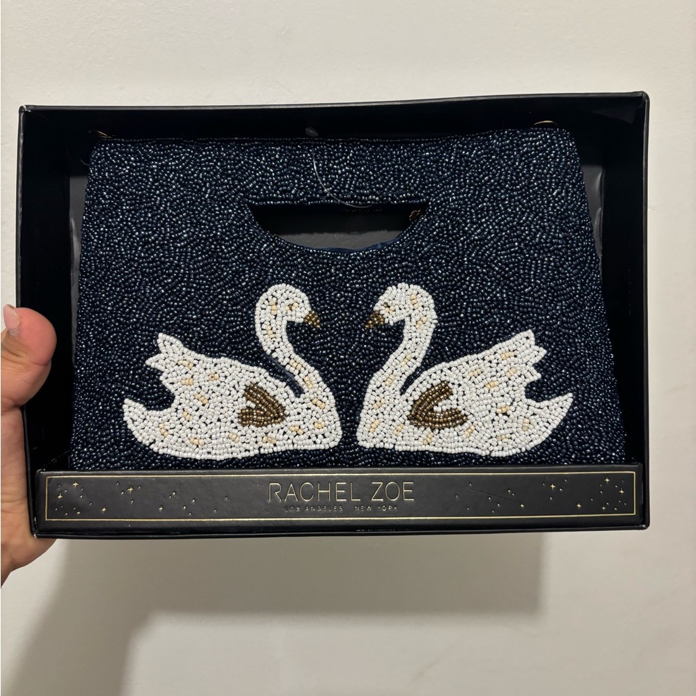 Rachel Zoe Beaded Swan Clutch Bag